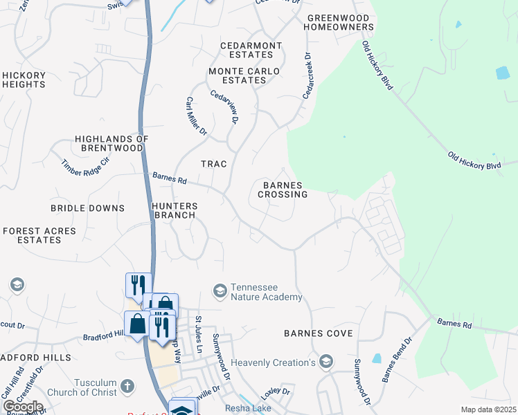 map of restaurants, bars, coffee shops, grocery stores, and more near 1882 Shaylin Loop in Nashville