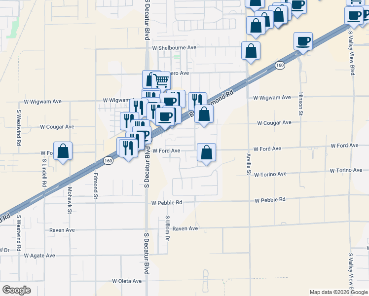 map of restaurants, bars, coffee shops, grocery stores, and more near 4715 Portola Vista Avenue in Las Vegas