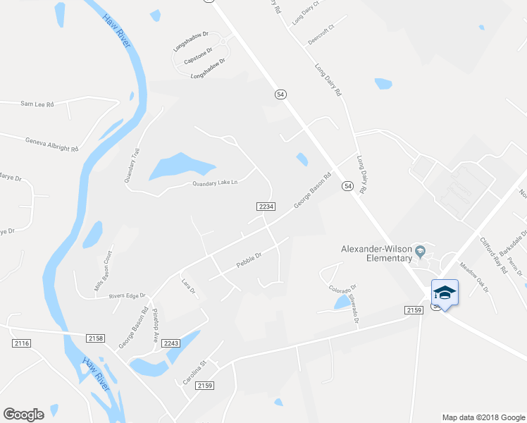 map of restaurants, bars, coffee shops, grocery stores, and more near 2064 Crescent Drive in Graham
