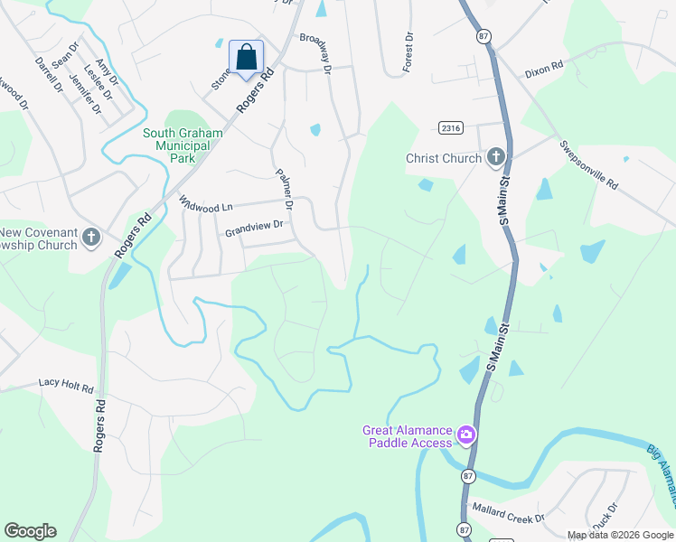 map of restaurants, bars, coffee shops, grocery stores, and more near 1923 Broadway Drive in Graham