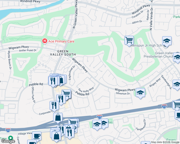 map of restaurants, bars, coffee shops, grocery stores, and more near 2128 Feather Bush Street in Henderson