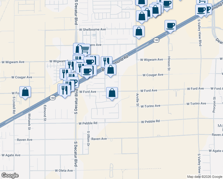 map of restaurants, bars, coffee shops, grocery stores, and more near 4577 Narra Wood Court in Las Vegas