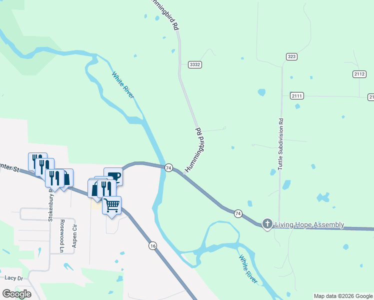 map of restaurants, bars, coffee shops, grocery stores, and more near 12831 Hummingbird Road in Elkins