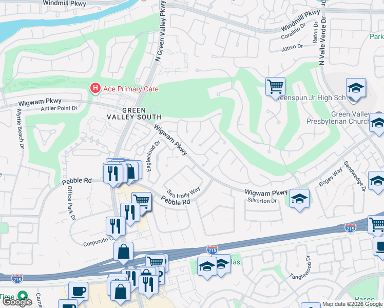 map of restaurants, bars, coffee shops, grocery stores, and more near 2128 Feather Bush Street in Henderson