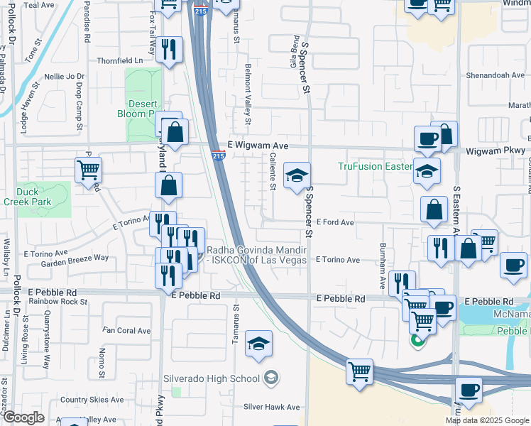 map of restaurants, bars, coffee shops, grocery stores, and more near 1660 Dark Wolf Avenue in Las Vegas
