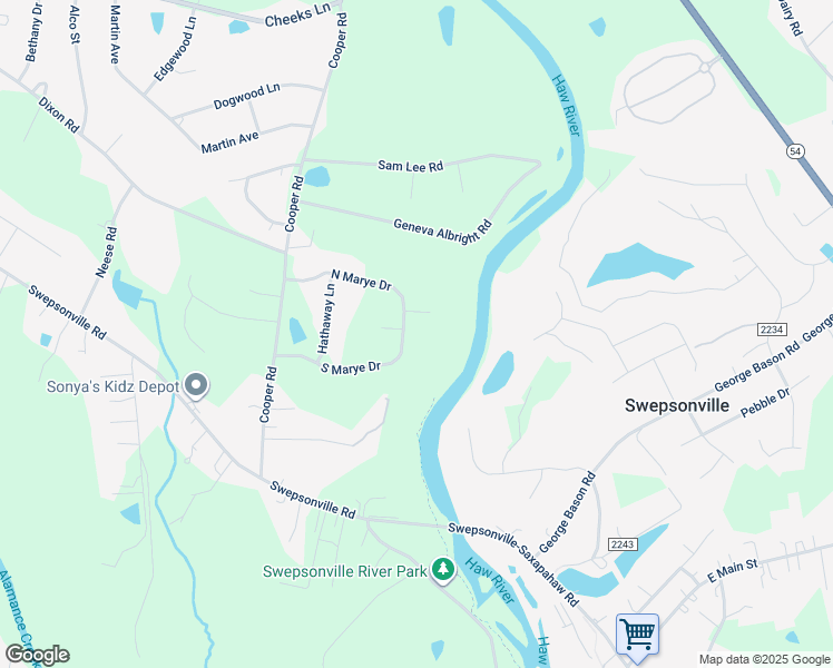 map of restaurants, bars, coffee shops, grocery stores, and more near 995 South Marye Drive in Graham