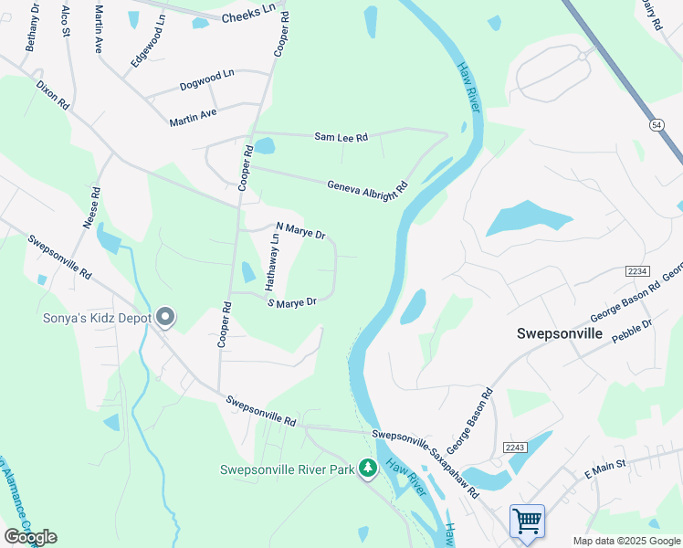 map of restaurants, bars, coffee shops, grocery stores, and more near 995 South Marye Drive in Graham