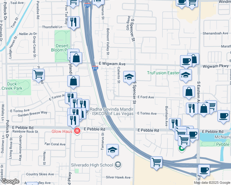 map of restaurants, bars, coffee shops, grocery stores, and more near 1660 Dark Wolf Avenue in Las Vegas