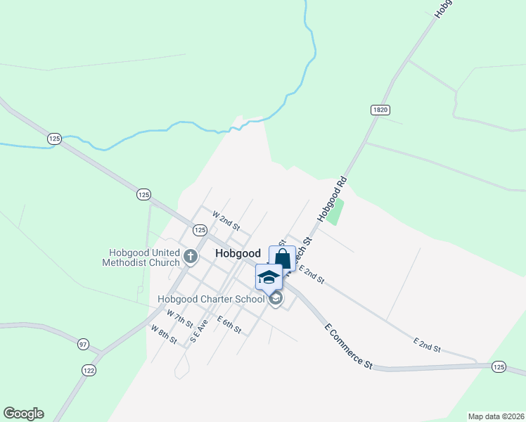 map of restaurants, bars, coffee shops, grocery stores, and more near 298 Northwest Avenue in Hobgood