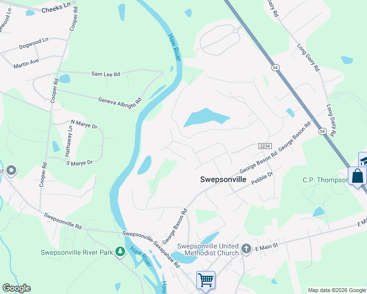 map of restaurants, bars, coffee shops, grocery stores, and more near 2516 Trevana Way in Graham