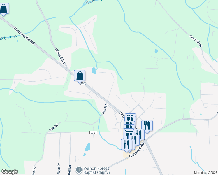 map of restaurants, bars, coffee shops, grocery stores, and more near 4641 Devoe Road in Winston-Salem