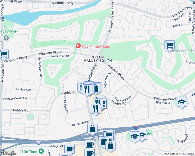 map of restaurants, bars, coffee shops, grocery stores, and more near 70 Magical Mystery Lane in Henderson