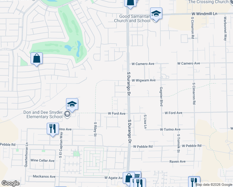 map of restaurants, bars, coffee shops, grocery stores, and more near 8574 Bobcat Valley Drive in Las Vegas