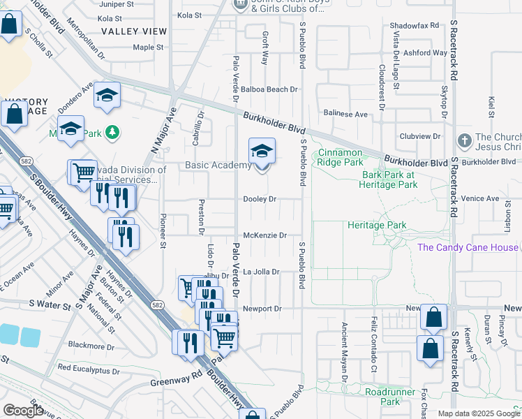 map of restaurants, bars, coffee shops, grocery stores, and more near 371 Lime Circle in Henderson