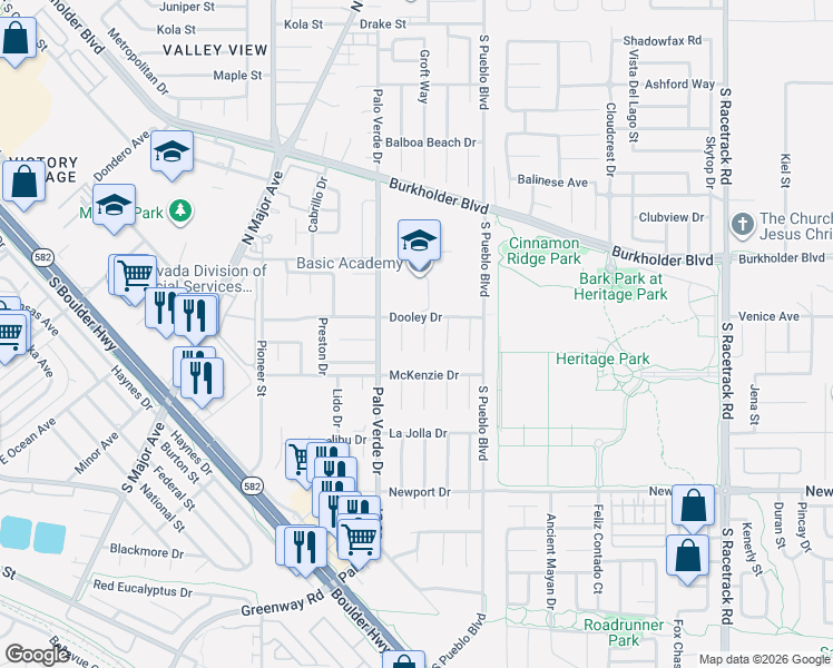 map of restaurants, bars, coffee shops, grocery stores, and more near 331 Lime Circle in Henderson