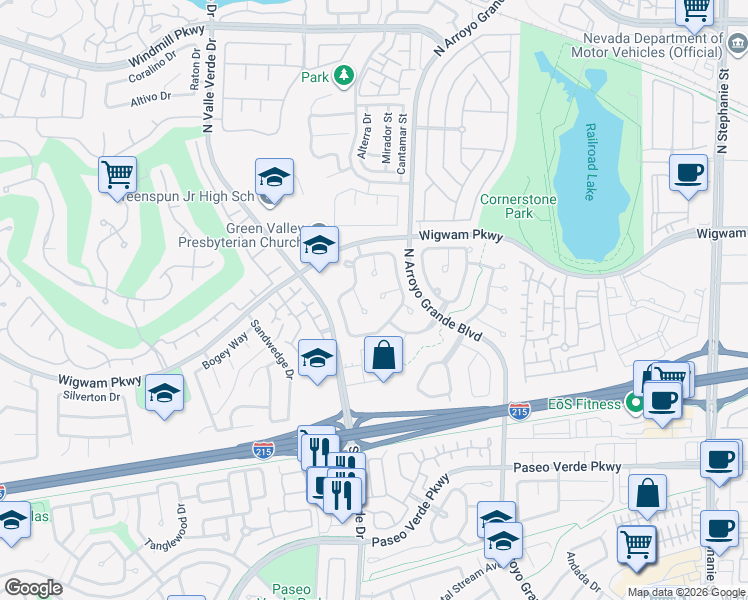 map of restaurants, bars, coffee shops, grocery stores, and more near 78 Lost Mountain in Henderson