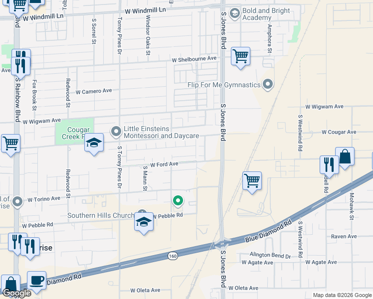 map of restaurants, bars, coffee shops, grocery stores, and more near 6227 Olde Lockford Court in Las Vegas
