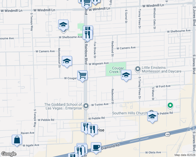 map of restaurants, bars, coffee shops, grocery stores, and more near 6837 Crimson Lily Street in Las Vegas