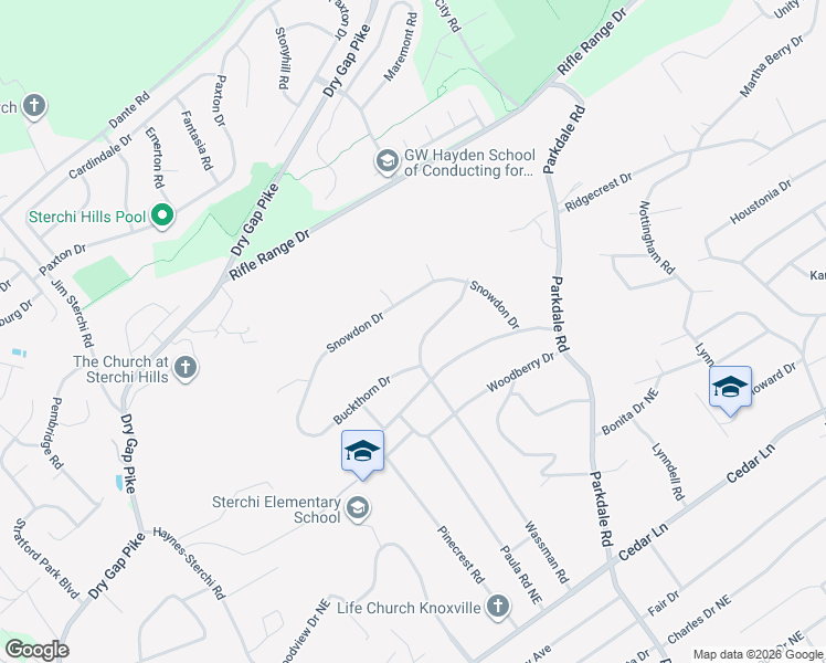 map of restaurants, bars, coffee shops, grocery stores, and more near 5909 Wassman Road in Knoxville