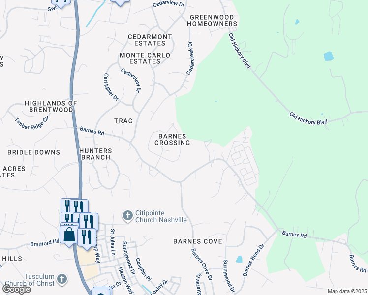 map of restaurants, bars, coffee shops, grocery stores, and more near 1964 Shaylin Loop in Nashville