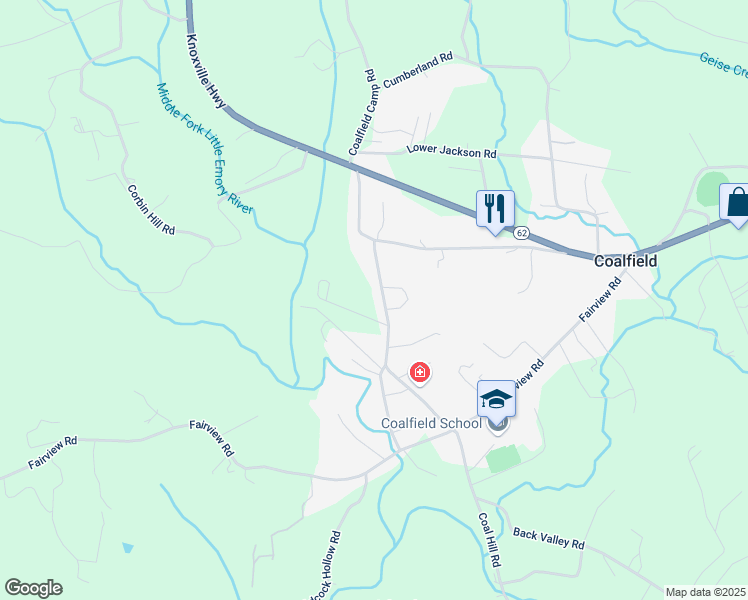 map of restaurants, bars, coffee shops, grocery stores, and more near 248 Rock Bridge Road in Oliver Springs