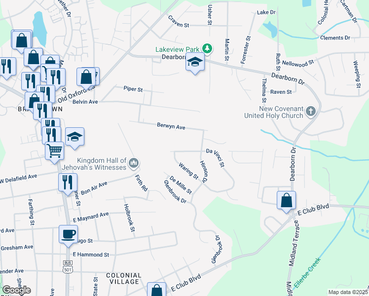 map of restaurants, bars, coffee shops, grocery stores, and more near 809 Da Vinci Street in Durham