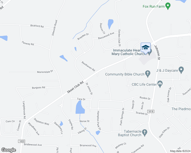 map of restaurants, bars, coffee shops, grocery stores, and more near 4100 Deloach Court in High Point