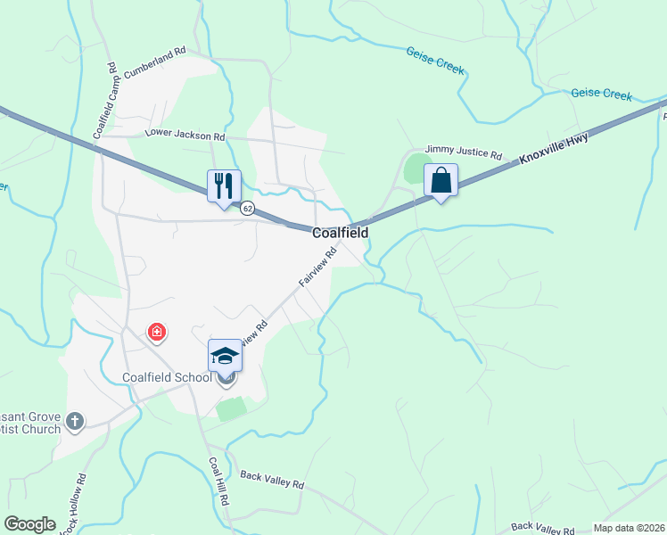 map of restaurants, bars, coffee shops, grocery stores, and more near 1790B Fairview Road in Oliver Springs