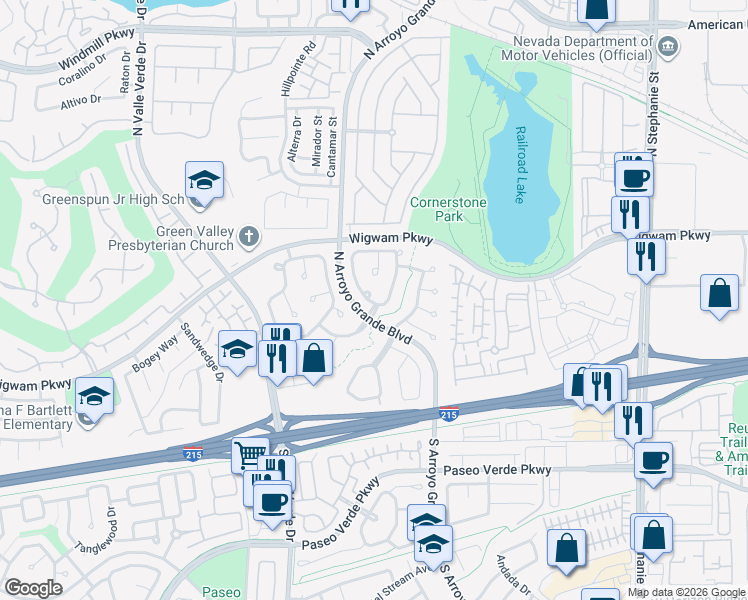 map of restaurants, bars, coffee shops, grocery stores, and more near 1699 Window Rock Drive in Henderson