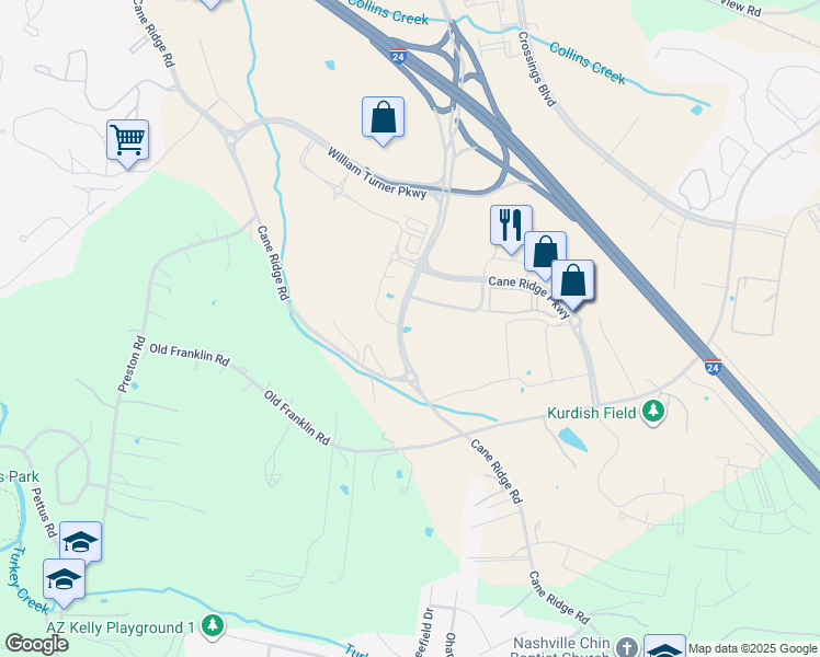 map of restaurants, bars, coffee shops, grocery stores, and more near 5524 Cane Ridge Road in Nashville