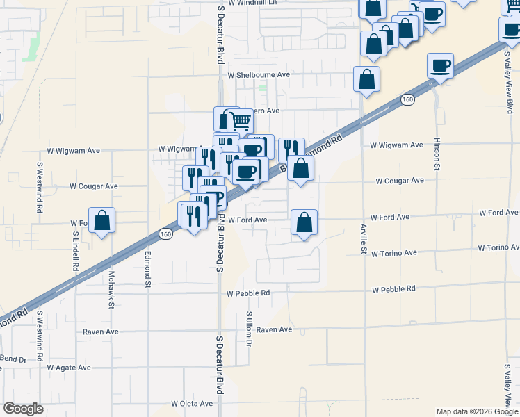 map of restaurants, bars, coffee shops, grocery stores, and more near 4802 Sequoia Tree Avenue in Las Vegas