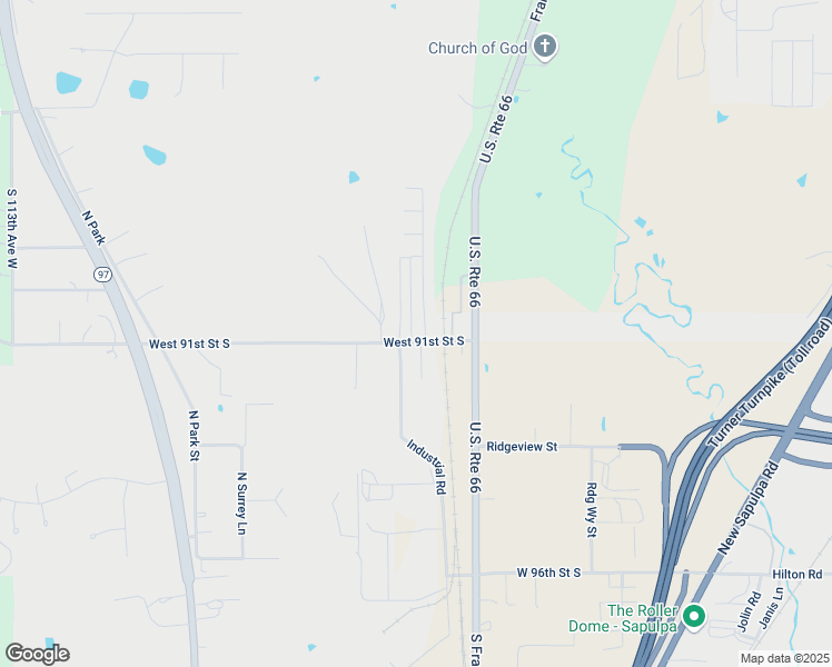 map of restaurants, bars, coffee shops, grocery stores, and more near 9925 West 91st Street South in Sapulpa