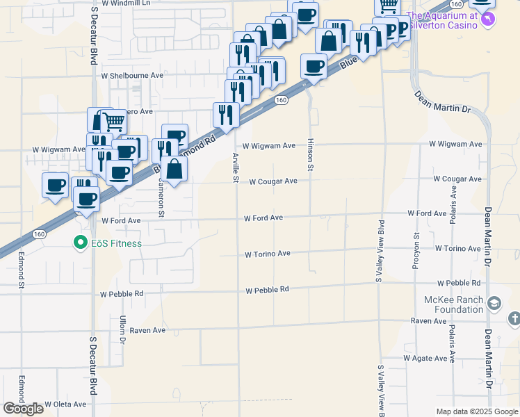 map of restaurants, bars, coffee shops, grocery stores, and more near 4290 West Ford Avenue in Las Vegas