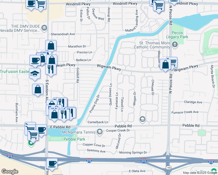 map of restaurants, bars, coffee shops, grocery stores, and more near 2801 Mirage Road in Henderson