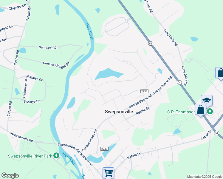 map of restaurants, bars, coffee shops, grocery stores, and more near 1249 Quandary Lake Lane in Graham