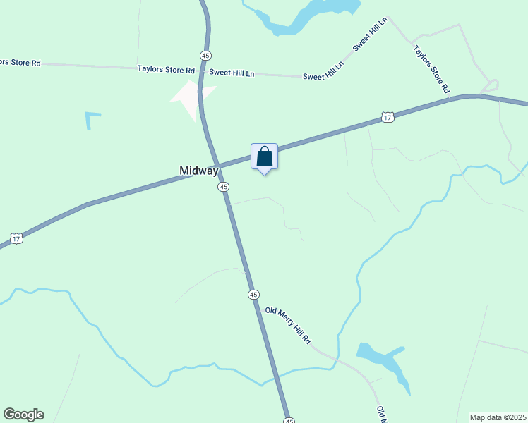 map of restaurants, bars, coffee shops, grocery stores, and more near 117 North Carolina 45 in Merry Hill