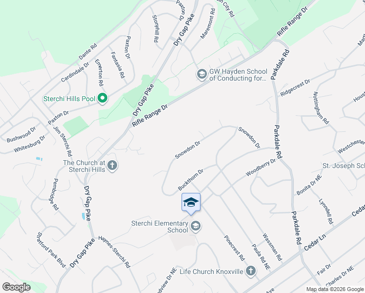 map of restaurants, bars, coffee shops, grocery stores, and more near 1125 Snowdon Drive in Knoxville