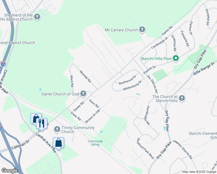map of restaurants, bars, coffee shops, grocery stores, and more near 760 Whitesburg Drive in Knoxville