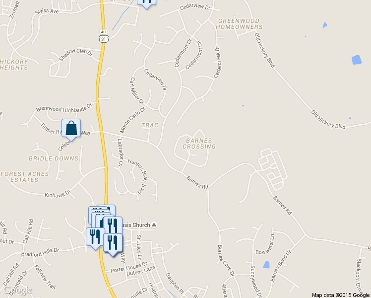 map of restaurants, bars, coffee shops, grocery stores, and more near 1819 Shaylin Loop in Nashville