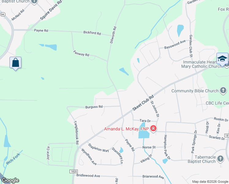 map of restaurants, bars, coffee shops, grocery stores, and more near 218 Dillworth Road in High Point