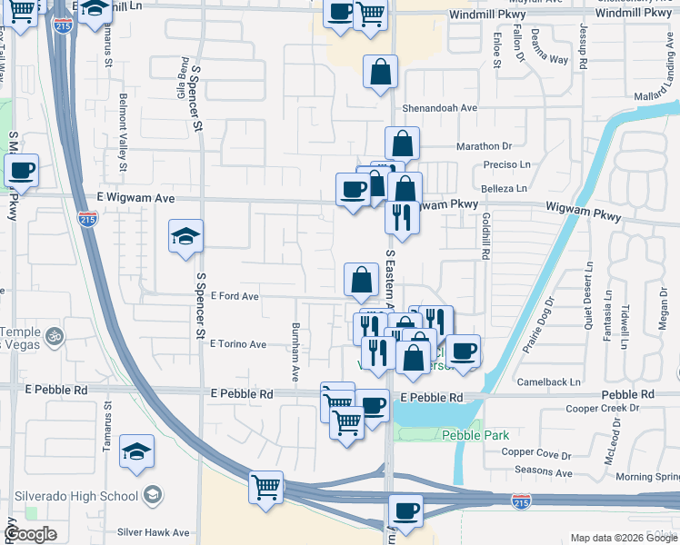 map of restaurants, bars, coffee shops, grocery stores, and more near 8620 Treasure Trove Street in Las Vegas