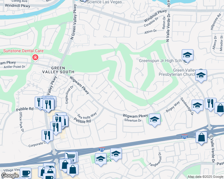 map of restaurants, bars, coffee shops, grocery stores, and more near 99 Teton Pines Drive in Henderson