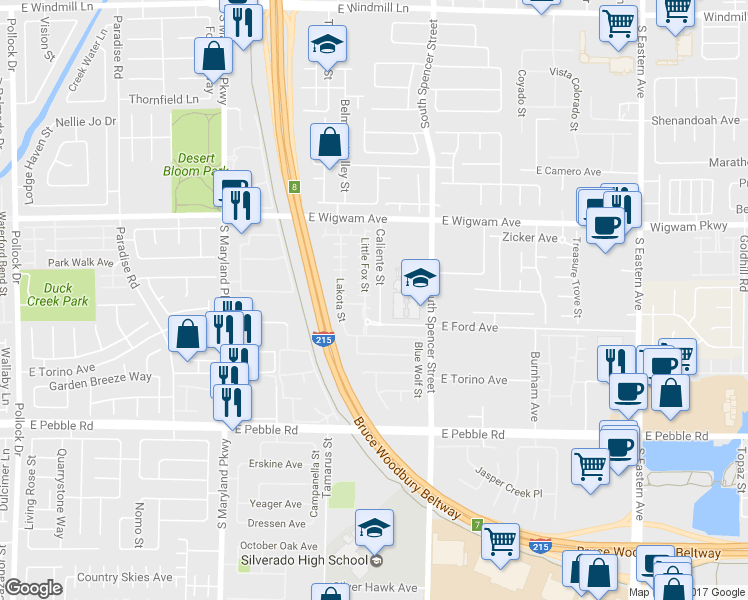 map of restaurants, bars, coffee shops, grocery stores, and more near 8658 Little Fox Street in Las Vegas