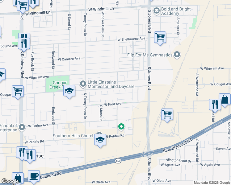 map of restaurants, bars, coffee shops, grocery stores, and more near 8624 Calla Lily Court in Las Vegas