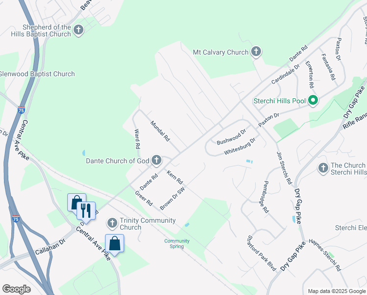 map of restaurants, bars, coffee shops, grocery stores, and more near 503 Dante Road in Knoxville