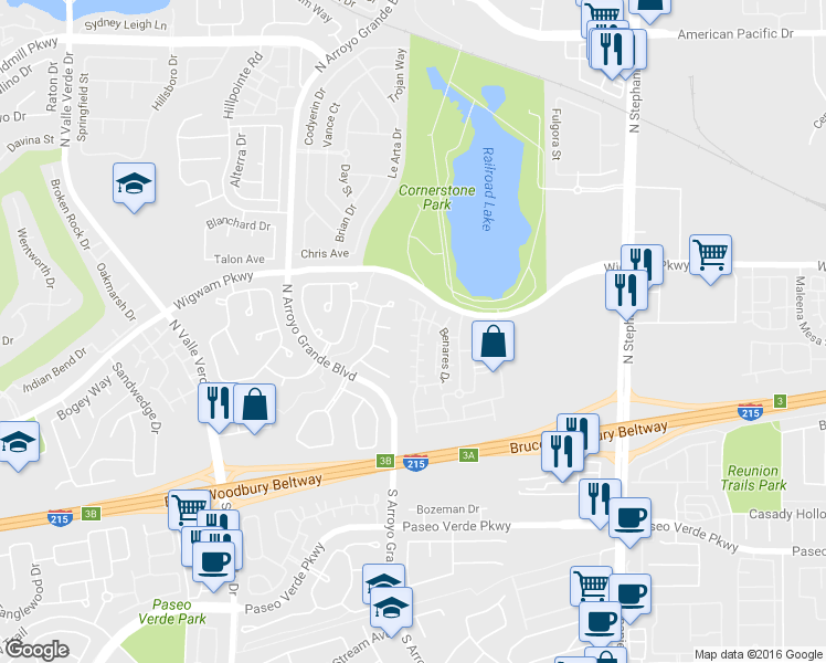 map of restaurants, bars, coffee shops, grocery stores, and more near 1615 Navajo Point Place in Henderson