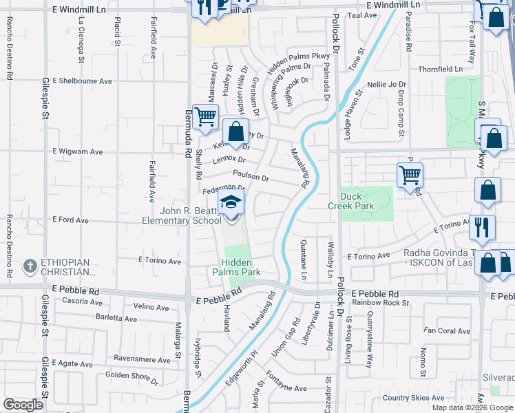 map of restaurants, bars, coffee shops, grocery stores, and more near 8601 Tiverton Road in Las Vegas