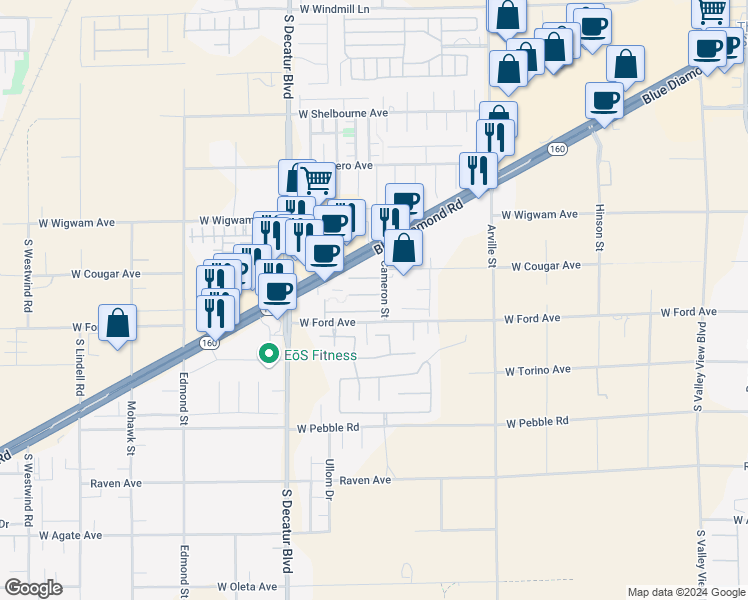 map of restaurants, bars, coffee shops, grocery stores, and more near 4673 Aventura Canyon Court in Las Vegas