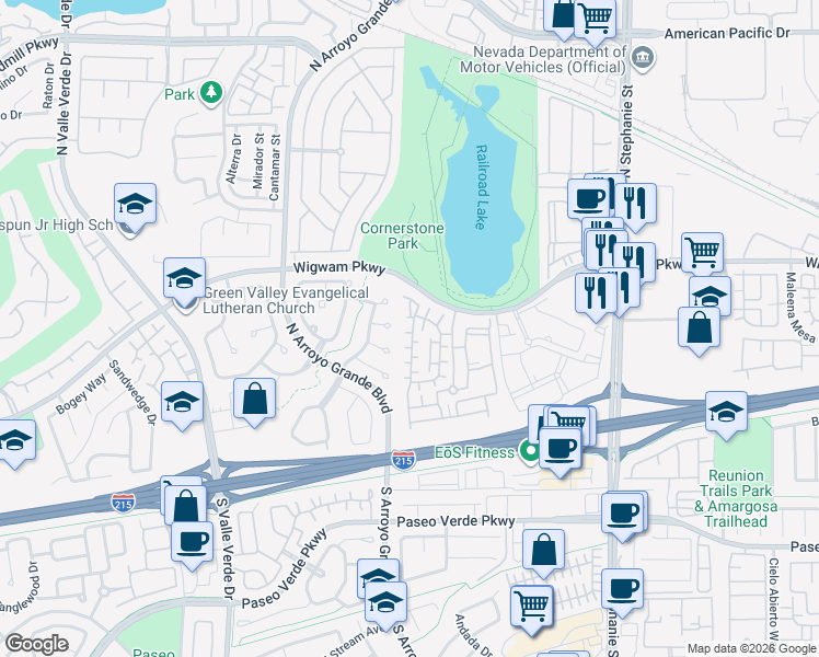 map of restaurants, bars, coffee shops, grocery stores, and more near 1548 Sea Sunset Court in Henderson