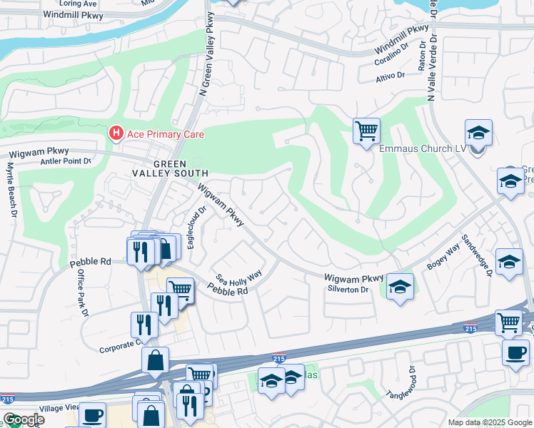 map of restaurants, bars, coffee shops, grocery stores, and more near 145 Brightmoor Court in Henderson